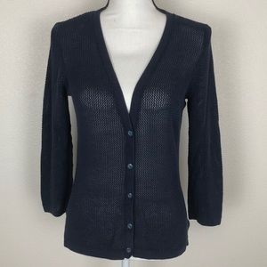 CAbi Navy Blue Loose Knit Button Cardigan Size M